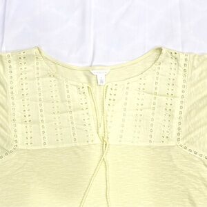 NWOT Caslon Lemon Yellow Embroidered Eyelet Knit Top